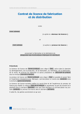 Modèle de contrat de licence de fabrication et de distribution